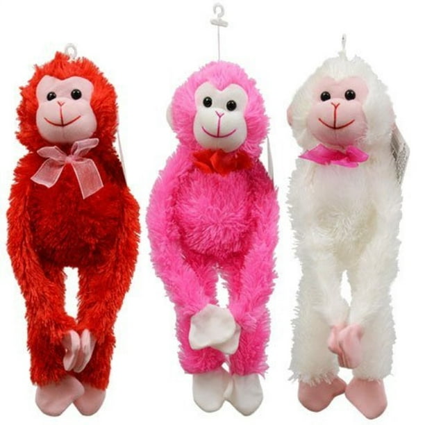 Two 18" Plush Hanging Monkeys STUFFED ANIMAL HANDS monkey VALENTINES DAY